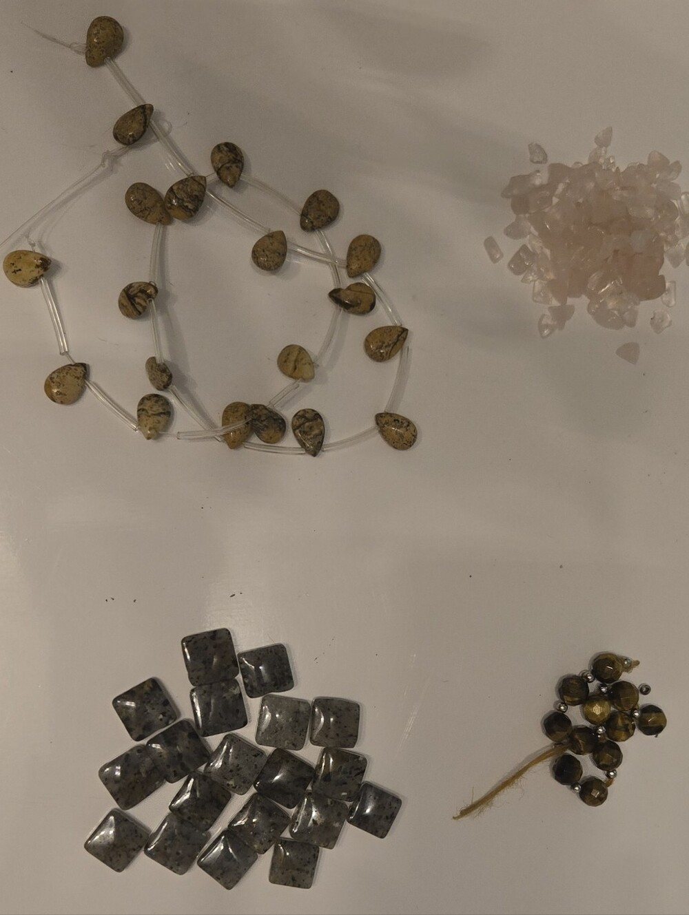 Quartz, Tiger Eye, Jasper, Natural Stone Bead Mix Set